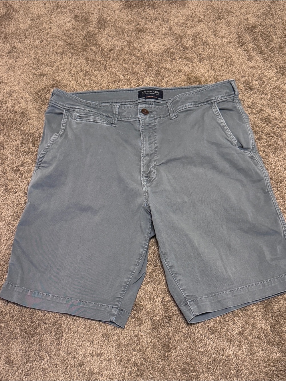 American Eagle Chino Shorts Mens 34 Gray Extreme Flex 8.5'' Inseam Pockets